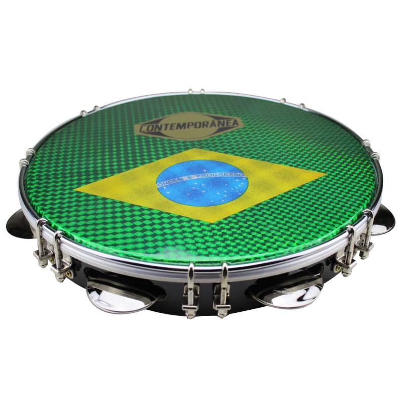 Pandeiro 10" formica noir - drapeau brésil - Pro - 6